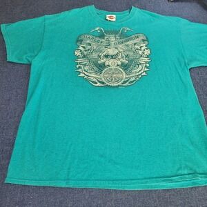 Harley Davidson Cancun Mexico T-Shirt Mens XL Teal Green Graphic Eagle 2015